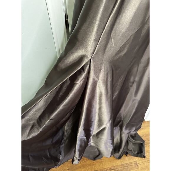 Jovani Embellished Lace Brown Satin Black Beaded Prom Evening Gown 12 Pageant - Picture 16 of 16